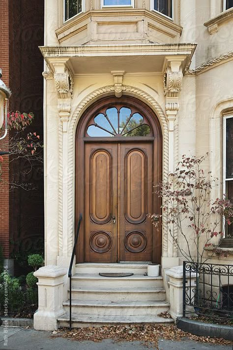 Wooden door with fanlight above by RuthBlack | Stocksy United Fancy Doors, Royal Doors, Front Room Design, Portico Design, Castle Doors, Door Design Photos, Main Entrance Door, Gorgeous Doors, Home Decor Aesthetic