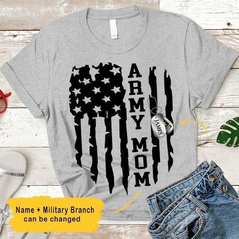 Personalized Army Mom American Flag Unisex Shirt, Army Mom Shirt, Soldiers Mom Shirt, Mom Shirt, Gift for Mom, Support the Troops D E T A I L: • Our apparel is individually printed right here in the US. • No vinyl is used, the design is printed directly into the fabric. • The fabric is soft and Air Force Mom Shirt, Navy Mom Shirt, Boot Camp Graduation, Airforce Wife, Air Force Shirt, Air Force Mom, Military Shirt, Veteran's Day, Graduation Shirt