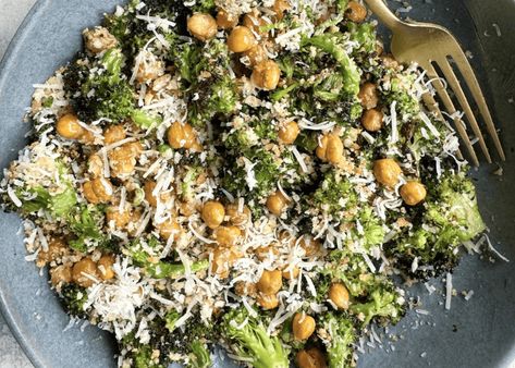 Broccoli Caesar Salad with Crispy Chickpeas Broccoli Caesar Salad, Broccoli Caesar, Curried Broccoli Chickpea Salad, Caesar Roasted Broccoli, Caesar Roasted Broccoli Kitchn, Roasted Broccoli Salad With Miso-caesar Dressing, Protein Pasta, Broccoli Pasta, Crispy Chickpeas