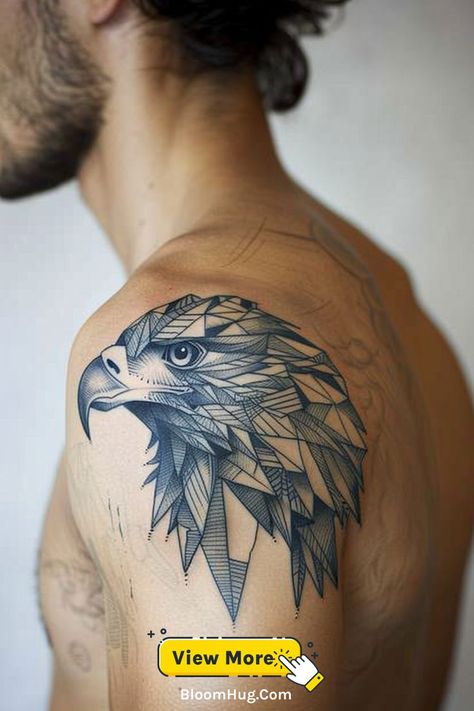 Shoulder tattoo of a detailed eagle in blue and white shades with bold, modern colors. White Eagle Tattoo, Eagle Tattoo For Men, Tattoo For Shoulder, Tattoo For Men Ideas, White Eagle, Shoulder Piece, Eagle Tattoos, Tattoo Collection, Eagle Tattoo