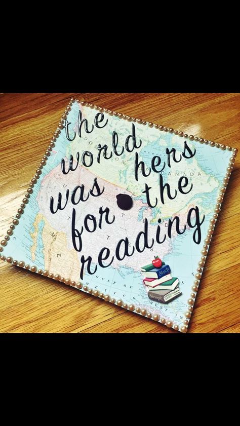 Graduation cap decoration MLIS/English English Graduation Cap, Graduation Cap Designs College, Grad Cap Ideas, Writer Life, College Grad Cap Ideas, College Graduation Cap Decoration, Senior Stuff, Grad Cap Designs, Graduation Pics