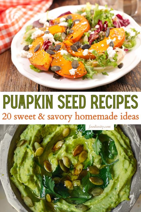 20 Pumpkin Seed Recipes (Easy Homemade Ideas) - Foodiosity Recipes With Pumpkin Seeds, Pumpkin Seed Snack Recipes, Pumpkin Seed Butter Uses, Pumpkin Seed Oil Recipes, Simple Pumpkin Seed Recipe, Dill Pumpkin Seed Recipes, Cook Pumpkin Seeds, Pumpkin Seed Oil Benefits, Pumpkin Seed Recipes Salted