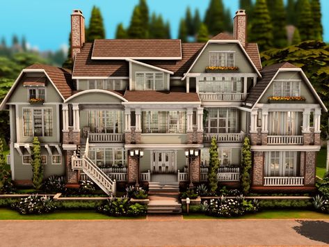 Sims 4 Mods Build Mode, Copperdale House, Sims House Ideas Layout, Sims 4 Big Family House, Sims 4 Family House, Cottage Mansion, Big Modern Houses, Sims 4 Cottage, Sims 4 Houses Layout