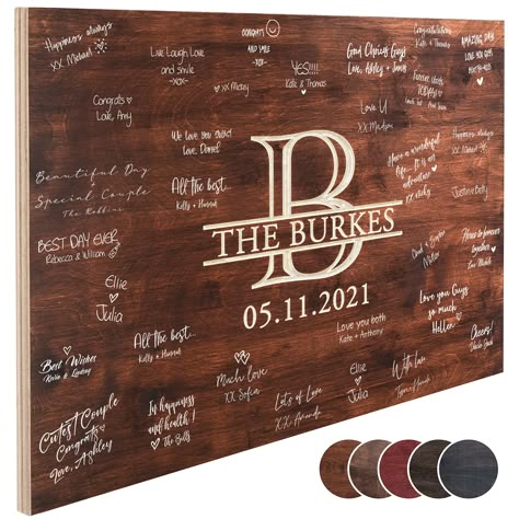 PRICES MAY VARY. Engraved Guest Book Alternative: Remember the best wishes of your wedding guests with our lovely guest book alternative. A chic addition to your wedding decoration. 4 Sizes: Available in 20X16", 26X20", or 35X24" rectangular shapes, or a 12" diameter round shape. 5 Colors: Available in 5 colors: Black, Georgian Cherry, Java, Walnut, or Mahogany. You can choose the color that match your wedding party decoration. Customizable: After clicking "Customize Now", you can select the col Wedding Guest Sign Board, Wedding Decor Guest Book Table, Wedding Signing Board, Cow Skull Wedding Guest Book, Beach Wedding Guest Book Ideas, Fall Wedding Guest Book Ideas, Alternative Guest Book Ideas For Wedding, Wedding Guest Book Ideas Non Traditional, Wedding Guest Book Table Ideas