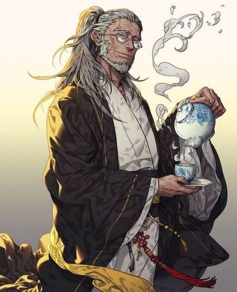 Old Sensei Character Design, Old Mentor Character Design, Sensei Character Design, Old Samurai Character, Old Man Design, Mentor Character Design, Tea Character Design, Scholar Character, Older Character Design