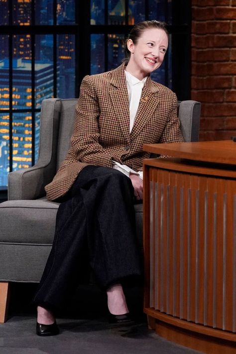 THE REGIME Star Andrea Riseborough on LATE NIGHT WITH SETH MEYERS - Tom + Lorenzo Andrea Riseborough, Rebecca Hall, Nbc Tv, Regina King, Dan Stevens, Kristen Wiig, The Pretenders, Seth Meyers, Ricky Martin