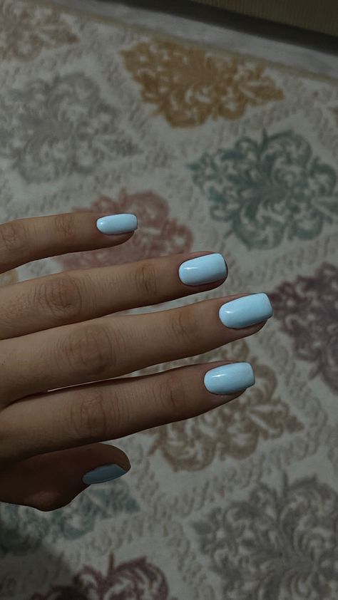 Solid Colour Acrylic Nails, Solid Nail Color Ideas Spring, Pale Blue Nails, Powder Blue Nails, Drippy Nails, Solid Color Acrylic Nails, Pamper Days, Plain Nails, Solid Color Nails