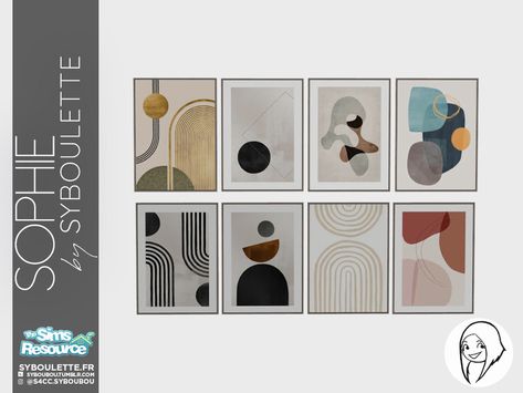 Syboubou's Sophie - Wall art Sims 4 Cc Furniture Decor Paintings, Sims 4 Cc Paintings Decor, Sims 4 Wall Art Cc, Sims 4 Cc Wall Art, Sims 4 Art, Living Room Sims 4, Mod Wall, Sims 4 Piercings, Sims 4 Bedroom