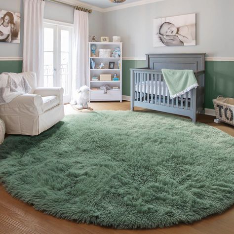 PRICES MAY VARY. ✨Ultra Soft Feeling: PAGISOFE large round rug is built with a soft surface and a memory-foam, leave this rug feeling soft and luxurious, enjoy fluffy and super soft feeling on your barefeet perfect for bedroom and those medium traffic areas in your home. Make your children, baby and pets more comfy and warm when they play on the floor. ✨Safe Materials & Environmental friendly: Featurs ultra soft, fuzzy, fluffy plush, does not contain any harmful substances, no smell, no shed. Ou Simple Woodsy Nursery, Dark Green Toddler Room, Gender Neutral Nursery Disney, Green Walls Nursery, Whimsical Nature Nursery, Boy Nurseries Ideas, Nursery Grey Crib, Baby Boy Themes Nursery, Sage Green Nursery Boy