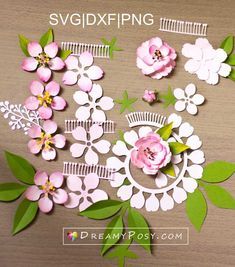 Cherry Blossom Tutorial, Branch Template, Cricket Ideas, Flowers Tutorial, Paper Flower Crafts, Downloadable Templates, Leaf Template, Paper Flower Template, Crepe Paper Flowers