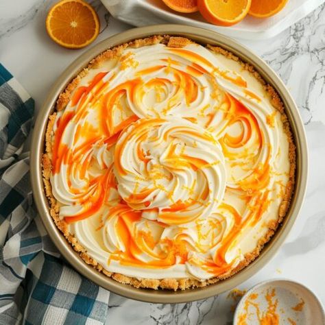 Orange Creamsicle Cheesecake - Dee Dee Does Creamsicle Cheesecake Recipe, Orange Creamsicle Cheesecake Recipe, Orange Creamsicle Cheesecake, Creamsicle Cheesecake, Summer Desserts For A Crowd, No Bake Summer Desserts, Bake Easy, Orange Baking, Lemon Yogurt