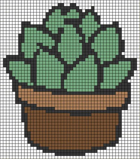 Plant Perler Bead Patterns, Plant Alpha Pattern, Pixel Cactus, Alpha Crochet, Beads Patterns, Bogg Bag, Pixel Drawing, Diy Perler Bead Crafts, Pixel Crochet