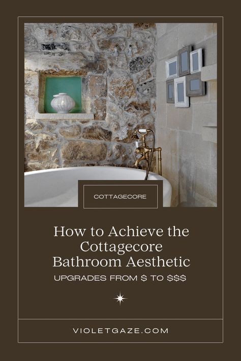 Live an idyllic life, even in the bathroom! Here's how to get that cottagecore bathroom vibe for rustic charm, cozy vibes, and a nostalgic aesthetic all around. Cottagecore Bathroom Aesthetic, Cottagecore Bathroom, Farmhouse Bathroom Accessories, Vintage Inspired Bathroom, Nostalgic Aesthetic, Cottagecore Room Decor, Cast Iron Tub, Cottagecore Style, Low Light Plants