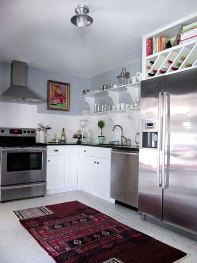 Will be taking the doors off the cupboards above refrigerator to make room for wine and extra cookbooks!  Great use of space! Space Above Refrigerator, Space Above Fridge, Storage Above Fridge, Above Refrigerator, Top Of Fridge, Above Fridge, Above The Fridge, Organiser Cucina, Quick Projects