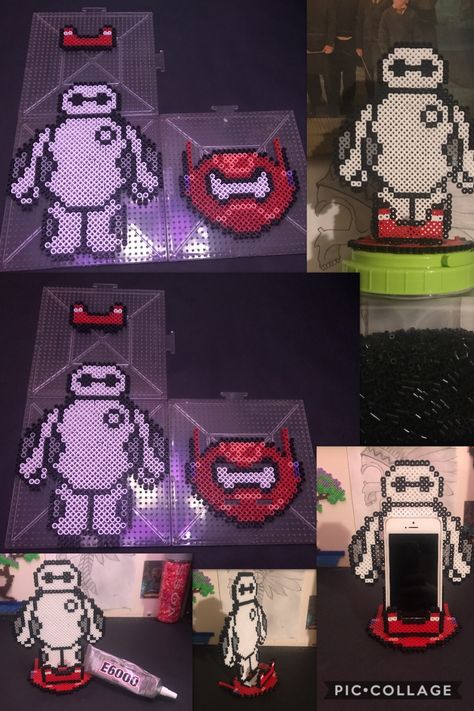 Perler Bead Phone Stand, Baymax Perler Beads, Kandi Ideas, 3d Perler Bead, Mini Iron, Art Perle, Perler Crafts, Diy Perler Bead Crafts, Kandi Patterns