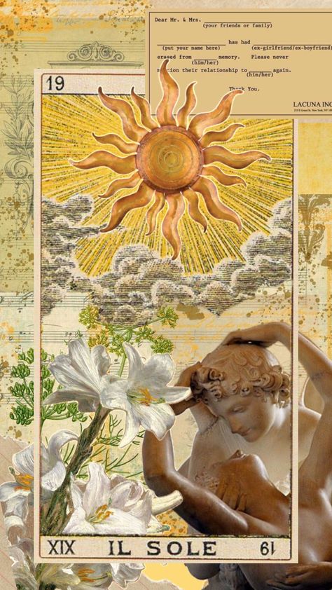 Tarot Wallpapers, Weird Wallpaper, The Sun Tarot, Paper Collage Art, Tarot Cards Art, Hippie Wallpaper, Iphone Wallpaper Photos, Phone Wallpaper Patterns, Tumblr Wallpaper