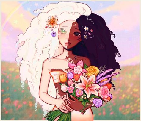 How To Draw Black Women, Dark Skin Light Hair Character Design, Women Reference Drawing, Dark Skin Character Design, Flower Oc, Terrible Haircuts, Flower Character, David Dubnitskiy, Cocoppa Wallpaper