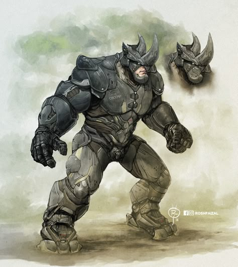 ArtStation - Marvel's The Rhino, Roshfaizal Ariffin Rhino Spiderman, Marvel Rhino, Marvel Concept Art, Comic Villains, Marvel Artwork, Marvel Villains, Marvel Comic Character, Concept Art Character, Marvel Comics Art