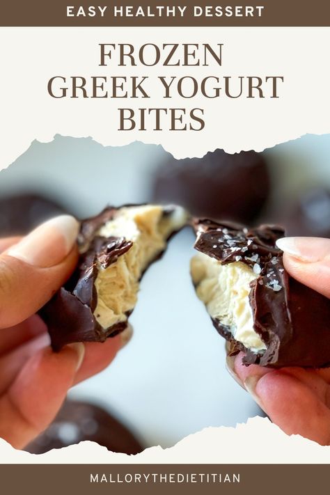 No Bake Peanut Butter Greek Yogurt Bites, Chocolate Covered Greek Yogurt Bites, Healthy Yogurt Bites, Peanut Butter Greek Yogurt Bites, Ways To Eat Greek Yogurt, Chocolate Covered Yogurt Bites, Frozen Greek Yogurt Dessert, Greek Yogurt Frozen Treats, Frozen Greek Yogurt Bites