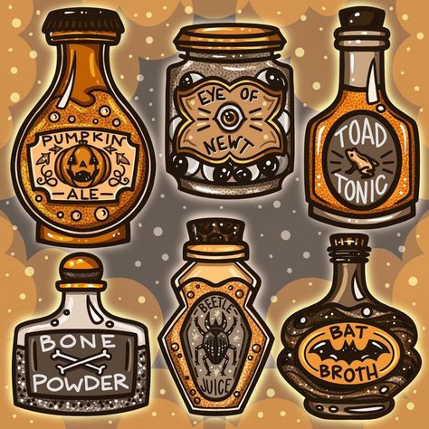 Tarryn Ann Illustration (@tarrynannillustration) • Instagram photos and videos Mcm Halloween, Paint Water, Magic Items, Halloween Illustration, Sketch Ideas, Halloween Inspo, American Traditional Tattoo, Witches Brew, American Traditional