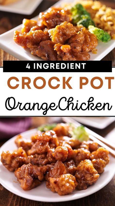 Cooking doesn't get easier than this! Try our 4-ingredient crockpot orange chicken for a quick and healthy meal. 🍊🍗 Orange Chicken Recipe Easy, Crockpot Orange Chicken Recipe, Crockpot Orange Chicken, Chicken Recipe Easy, Easy Orange Chicken, Orange Chicken Crock Pot, Crockpot Chicken Breast, Orange Chicken Recipe, Slow Cooker Dinner