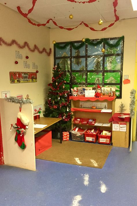 Christmas Home Corner Role Play, Christmas Role Play Eyfs, Christmas Role Play Area, Role Play Eyfs, Role Play Areas Eyfs, Eyfs Christmas, Santas Grotto, Elf Workshop, Curiosity Approach