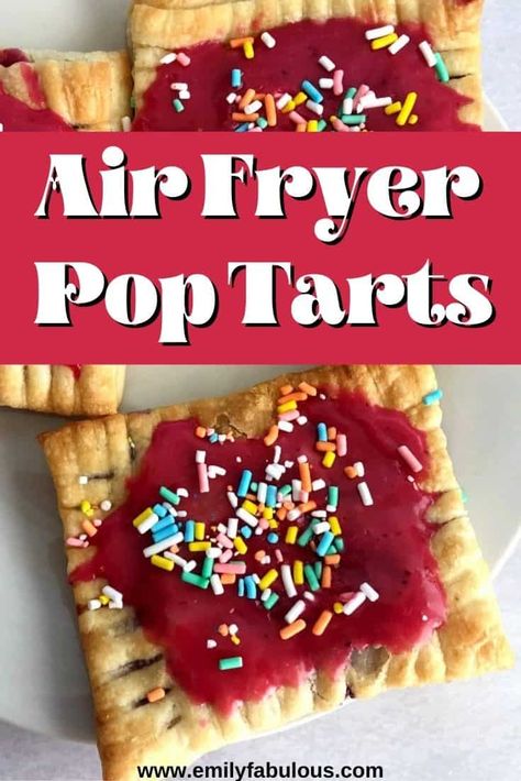 Air Fryer Pop Tarts | Copycat Recipe | Puff Pastry | EmilyFabulous Berry Frosting, Using Puff Pastry, Poptart Recipe, Pop Tart, Air Fryer Recipes Chicken, Easy Air Fryer, Quick Easy Snacks, Air Fryer Recipes Easy, Quick And Easy Breakfast