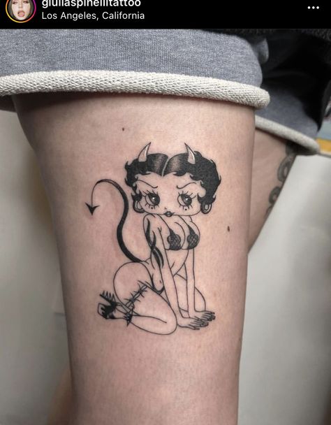 Betty Boop Tattoo, Betty Boop Tattoos, Optical Illusion Tattoos, Illusion Tattoos, Tattoo Vintage, Small Girly Tattoos, Tattoed Women, Tasteful Tattoos, Creepy Tattoos