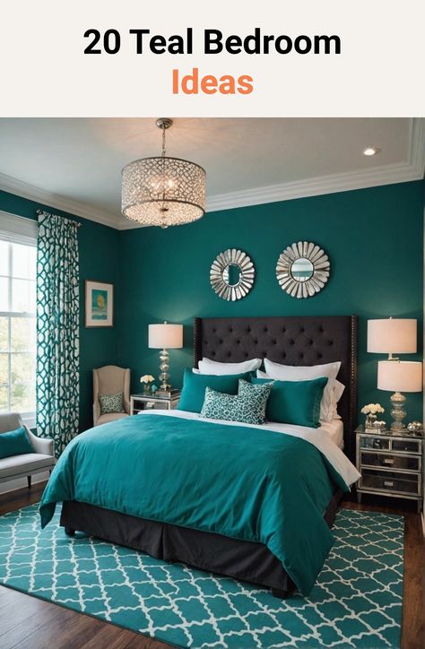 20 Teal Bedroom Ideas – ToolzView Teal And White Bedroom Ideas, Teal And White Bedroom, Teal And Gray Bedroom, Tiffany Blue Bedroom, Light Blue Bedroom, Modern White Bedroom, White Bedroom Ideas, Bedroom Turquoise, Teal Bedroom