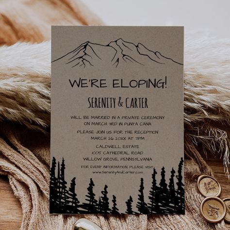 Mountain Wedding Ideas, Nature Wedding Invitations, Elopement Party, Elopement Invitation, Mountain Wedding Invitations, Elopement Reception, Reception Invitation, Marriage Party, Winter Elopement