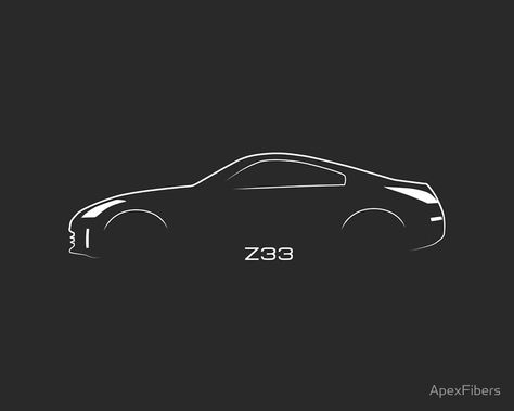 Nissan 350z (Z33) Brustroke Silhouette 350z Drawing, Tshirt Motive, Silhouette Poster, Nissan Z Cars, Fairlady Z, Nissan Fairlady, Car Silhouette, Audi Rs5, Pen Drawings