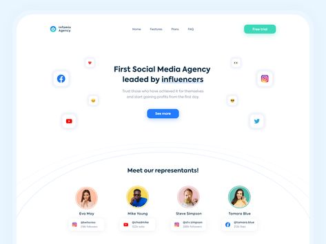 Home Page Inspiration, Saas Social Media Design, Social Media Landing Page, Portfolio Website Design Inspiration, Social Media Website Design, App Design Trends, Creative Agency Website, 2024 Graphic, Login Page Design