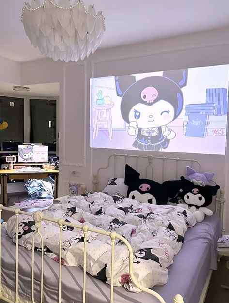 kimi on Twitter: "kuromi room https://t.co/L66OWS4uKV" / Twitter Kuromi Room, Sanrio Merchandise, Sanrio Room, Fall Baddie, Hello Kitty Bedroom, Posters On Wall Bedroom, Cute Room, Hello Kitty Rooms, Cute Bedroom Ideas