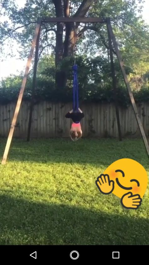 At Home Aerial Silks, Diy Aerial Rig, Areal Silks Beginner, Diy Aerial Yoga Stand, Backyard Circus, Aerial Silks Conditioning, Outdoor Aerial Rig, Aerial Hoop Moves, Diy Stand