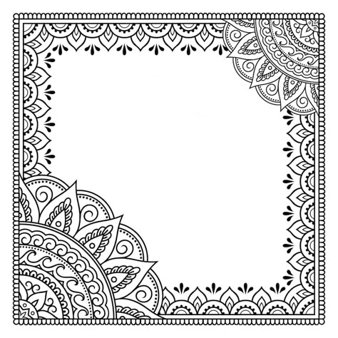 Premium Vector | Vector frame in eastern tradition stylized with henna tattoos decorative pattern for decorating covers for book notebook casket magazine postcard and folder flower border in mehndi style Mandala Frame Border, Henna Book Cover Design, Mandala Book Cover Design, Border Flower Designs Drawing, Mandala Art Border Design, Mdp Project, Book Boarders, Mandala Border Design, Corner Mandala