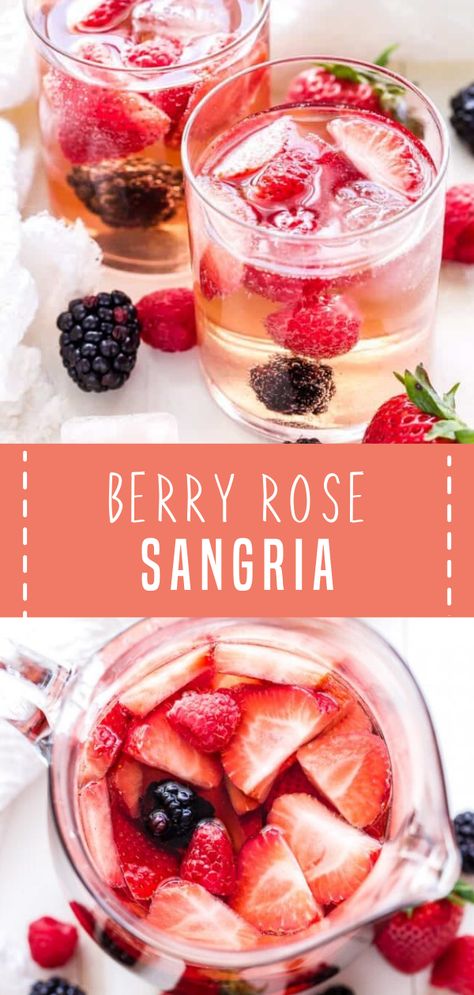 Rose Mixed Drink, Sparkling Rose Sangria, Valentines Sangria Recipes, Rose Sangria Recipes Easy, Pink Sangria Recipe, Sparkling Sangria Recipes, Spring Sangria Recipes, Rose Sangria Recipes, Spring Sangria