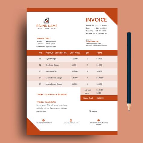 Purchase Order Template Design, Bill Format Design, Quotation Design Ideas, Word Document Design Creative, Cute Invoice Design, Bill Book Design Ideas, Invoice Design Creative, Bill Book Design, Quotation Design