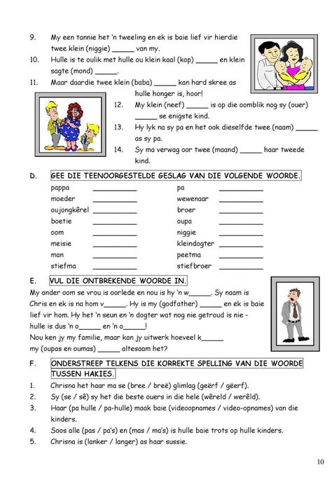 Grade 5 Afrikaans Worksheets Free Download Learning Afrikaans, Editing Practice Worksheets, Afrikaans Worksheets, Worksheets For Grade 5, Grammar Review, Back To School Worksheets, Grade 6 Math, Literacy Worksheets, Worksheet For Kids