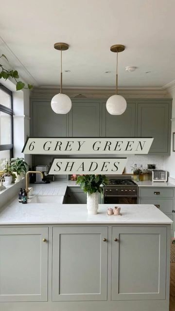 Grey Kitchen Green Accents, Mizzle Kitchen Walls, 2 Tone Kitchen Cabinets Green, Farrow And Ball French Grey Hallway, Mizzle Kitchen Cabinets, Kitchen Wall Colour Ideas Grey Units, Mizzle Farrow And Ball Kitchens, Grey Kitchen Green Walls, Sage Grey Kitchen