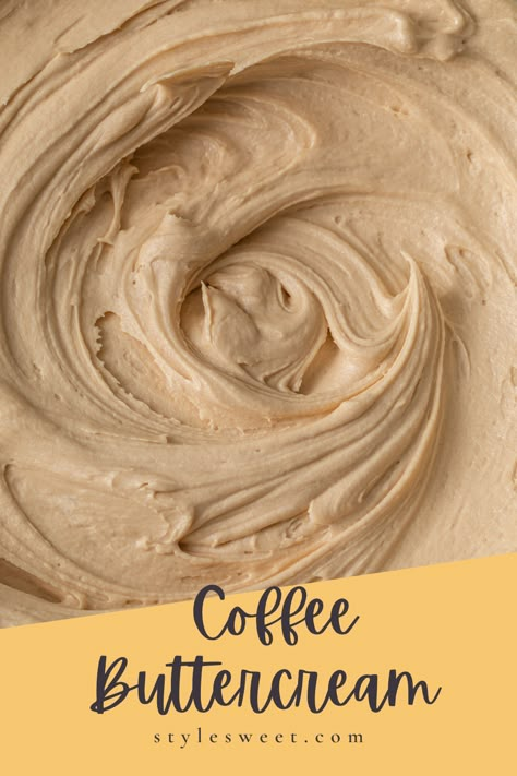 Calling all coffee lovers - this one is for you. Silky and smooth, this coffee buttercream is so good and bursting with creamy coffee flavor. Not that into coffee? I bet this recipe will convince you otherwise. Coffee Icing Recipe, Coffee Buttercream Frosting Recipe, Coffee Flavored Cake, Coffee Buttercream Frosting, Coffee Frosting, Icing Recipes, Coffee Buttercream, Frosting Recipes Easy, Cupcakes Recipes