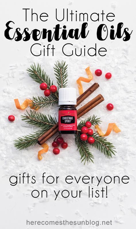 This essential oils gift guide has something for everyone on your list. Essential Oil Gift Basket, Young Living Christmas Spirit, Christmas Spirit Essential Oil, Christmas Diffuser Blends, Floral Essential Oils, Diy Essentials, Essential Oils Gifts, Essential Oil Blends Recipes, Aromatherapy Gifts