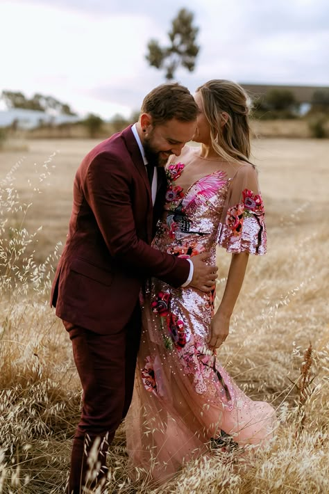 19 ways to rock pink on your wedding day - 100 Layer Cake Pink And Red Wedding Dress, Pink Embellished Wedding Dress, Pink Sequin Wedding Dress, Maximalist Wedding Dress, Eclectic Wedding Dress, Hot Pink Wedding Dress, Pink Floral Wedding Dress, Pink Bridal Dress, Wedding Dresses Pink