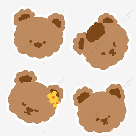 cute brown korean bear facial expressions stickers Cute Brown Stickers, Brown Stickers Aesthetic, Bear Sticker Cute, Brown Kawaii, Brown Stickers, Brown Korean, Brown Bear Illustration, Bear Emoji, Korean Bear