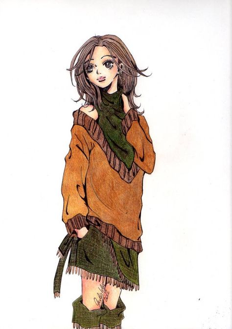 Hachi Fanart, Nana Outfits, School Work, Fan Art, Knitting, Crochet, Anime, Art