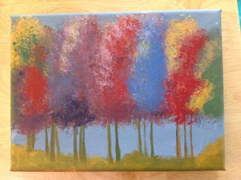 Fall Tree Scape | Craftsy Acrylic Painting Ideas For Beginners, Easy Acrylic Painting Ideas, Simple Oil Painting, Easy Acrylic Painting, Acrylic Painting Ideas, Painting Ideas For Beginners, Sponge Painting, Easy Canvas Painting, Acrylic Painting For Beginners