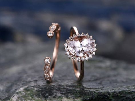 Low Profile Engagement Rings, Open Wedding Band, Real Diamond Ring, Diamond Ring Unique, Stacked Diamond Bands, Morganite Engagement Ring Set, Real Diamond Rings, Agate Engagement Ring, Morganite Diamond