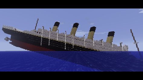 Minecraft - Titanic by Ludolik on DeviantArt Minecraft Titanic, Minecraft Horse, Real Titanic, Easy Minecraft Houses, All Minecraft, Airline Logo, Minecraft Creations, Paradise Island, Minecraft Houses