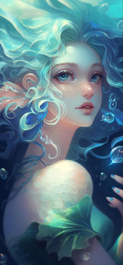 Underwater Fairy, Ultrawide Wallpaper, Anime Merman, Mermaid Anime, Evelynn League Of Legends, Beautiful Underwater, Anime Mermaid, Draw Eyes, Person Drawing