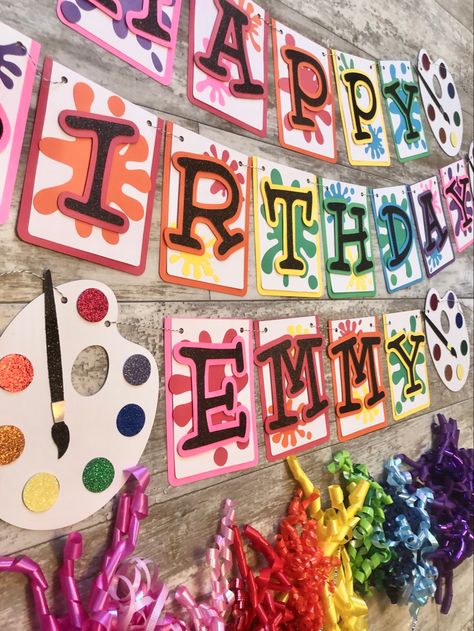 Banner Store, Theme Painting, Bachelorette Party Banners, Artist Birthday, Paint Themes, Party Styling, Painting Birthday, Beautiful Chaos, Room Mom