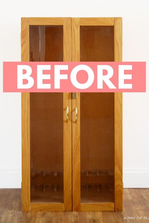 How To Add Shelves To A Cabinet, Add Shelves To Cabinet, Small Cabinet Makeover, Metal Cabinet Makeover, Storage Cabinet Makeover, Antique Cabinet Makeover, Stain On Oak, Wood Pantry Cabinet, Cabinet Man